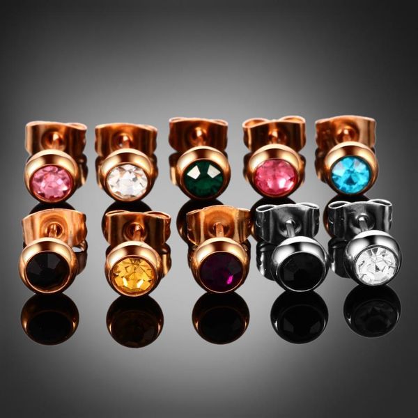 

pair 316l surgical steel crystal gem assorted colors ear stud piercing simple style screw-back earrings girls jewelry 20g q jllbsh, Silver