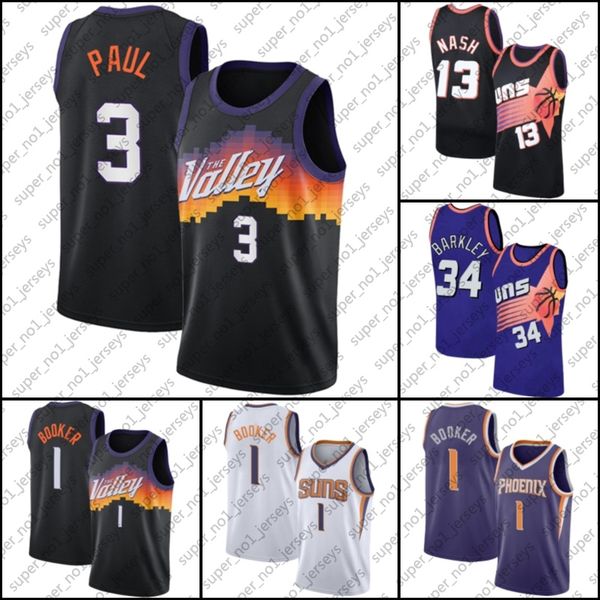 

devin 1 booker jersey chris 3 paul jerseys retro steve charles nash barkley 2021 season zxb91, Black;red