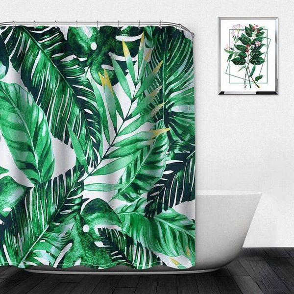 

summer tropical plants shower curtain bathroom waterproof polyester shower curtain leaves printing curtains for bathroom1