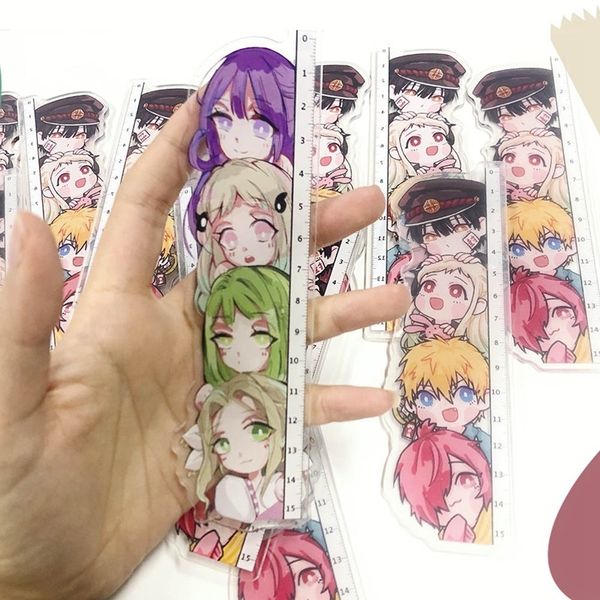 

2020 stationery anime demon slayer: kimetsu no yaiba / hanako kun tied to toilet bowl, cosplay acrylic standard student ruler calibration