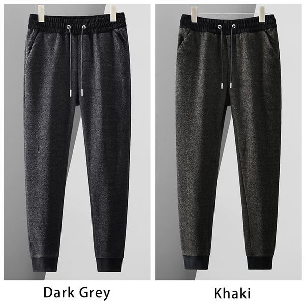 

2021 new winter thick warm fleece sweatpants men knitted jogger pants sportswear casual track pants, Black