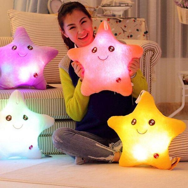 

led shining five-pointed star pillow creative hand-shaped brush heart moon fang bear plush toys led five-pointed star