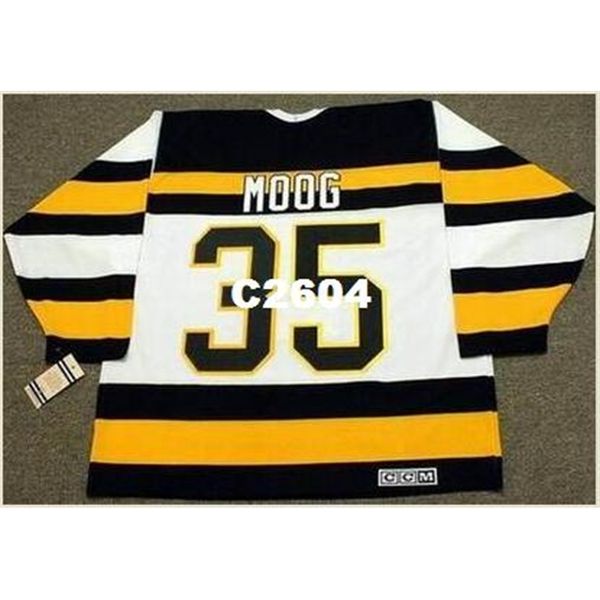 

mens #35 andy moog boston bruins 1992 ccm vintage retro home hockey jersey or custom any name or number retro jersey, Black