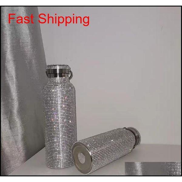 

sparkling high-end insulated bottle bling rhinestone stainless steel thermal bottle diamond thermo silver water bottle qylfcw yh_pack