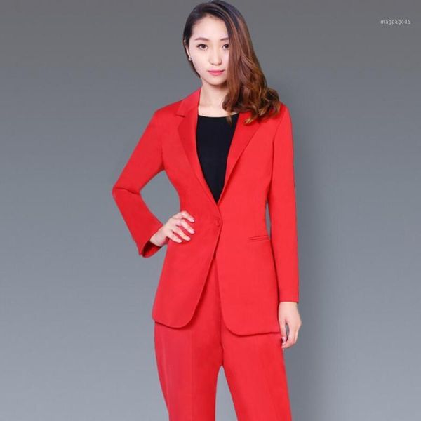

women pant suits business women suits formal occasions vocational suit custom red one button lapel1, White