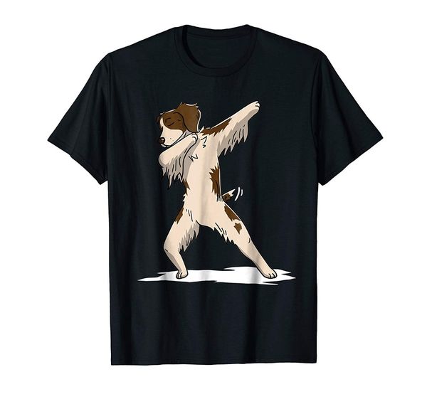 

dabbing brittany spaniel dog funny dab dance man's designer brand new short sleeve print striped sport hooded sweatshirt hoodie t shirt