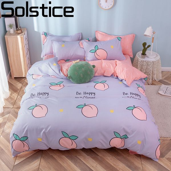 Solstício Home Têxtil Garota Crianças Conjunto de Cama de Mel Pêssego Pé-de-rosa Duveta Folha de Duveta Folha de Roupa Adulto Roupa Rainha Rainha LJ200818