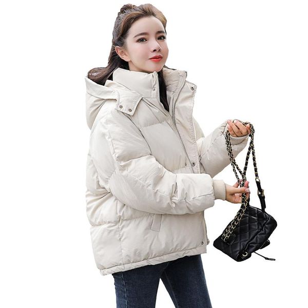 

winter hooded down parka coat 2020 new women down cotton jacket coat ladies warm loose cotton-padded coats female short overcoat, Black