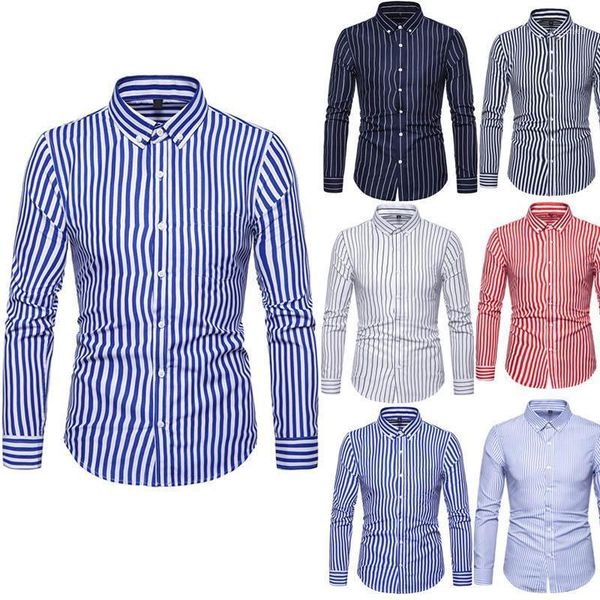 

newly men striped shirts long sleeves slim fit thin casual for spring fif661, White;black