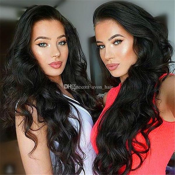 

peruvian 9a loose wave human hair full lace wigs body wave natural hairline front lace wigs with baby hair 130% price, Black;brown