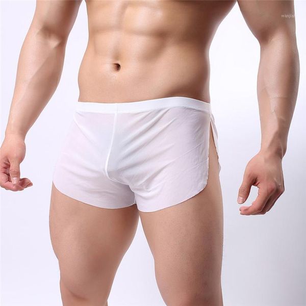

europe size men ice silk gay panties boxer ultra-thin translucent gauze solid comfortable boxer shorts trunks men underwear1, Black;white