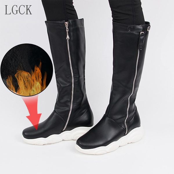 

boots plus size 34-46 fashion female winter thigh high pu leather solid women over the knee platforms shoes long woman, Black