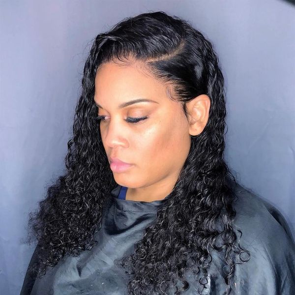 

water wave wig curly lace front human hair wigs for black women bob long deep frontal brazilian wig wet and wavy hd fullwqt, Black;brown