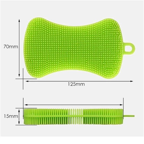 

1/3/4pcs sile dishwashing brush pot pan sponge scrubber fruit vegetable dish washing cleaning brushes kitchen cleani bbyhea