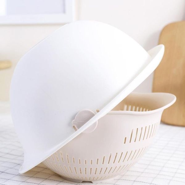 

practical kitchen drainage basket plastic double layer washing fruits vegetable supply household storage accessories practical bbyhbj