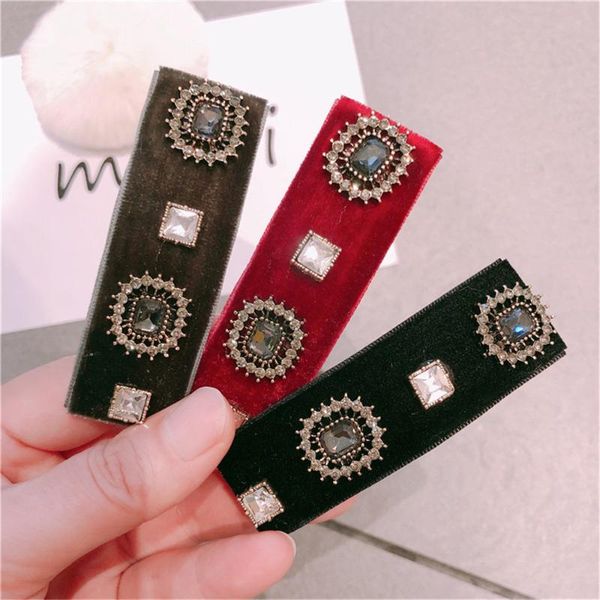 

women barrettes hairpin hair clip velvet rhinestone zircon pearl fashion korean lady girl hair accessories wholesale office