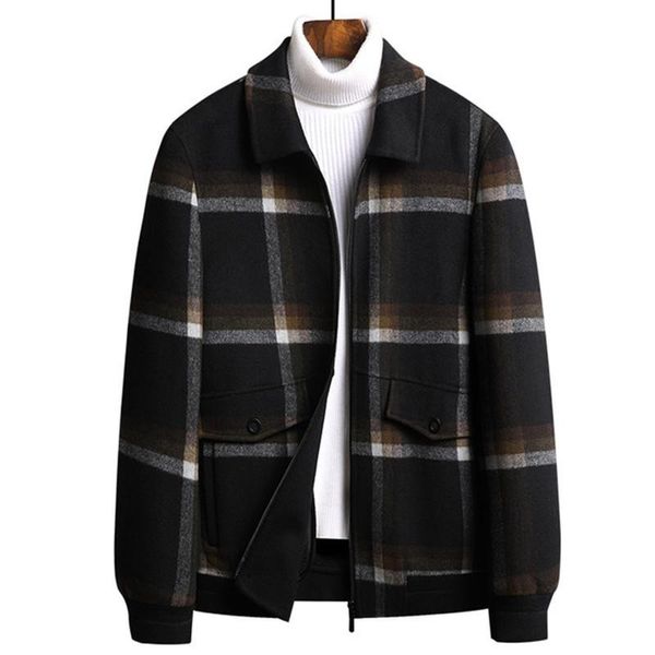 

autumn and winter fashion double sided wool jacket men's thickened youth casual warm coat, Black