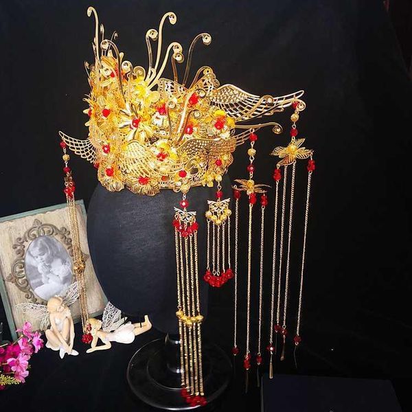 

one leaf bridal phoenix headdress ancient suit wedding jewelry hair crown accessories new style, Silver