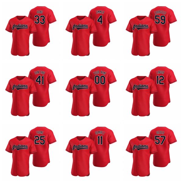 

cleveland indians men's jim thome red zimmer carrasco lindor naquin 2020 ramirez hand bieber santana clevinger deshields jersey, Black