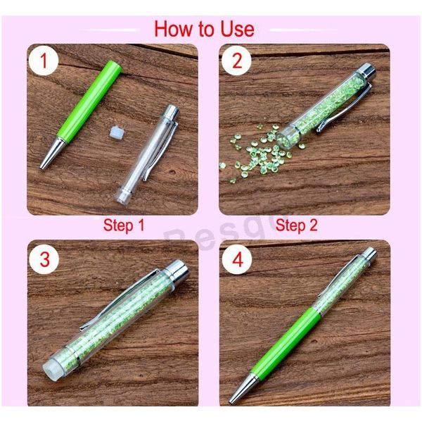 

students colorful crystal ball pens diy blank ballpoint pen school office signature ballpoin jllnma sinabag, Blue;orange