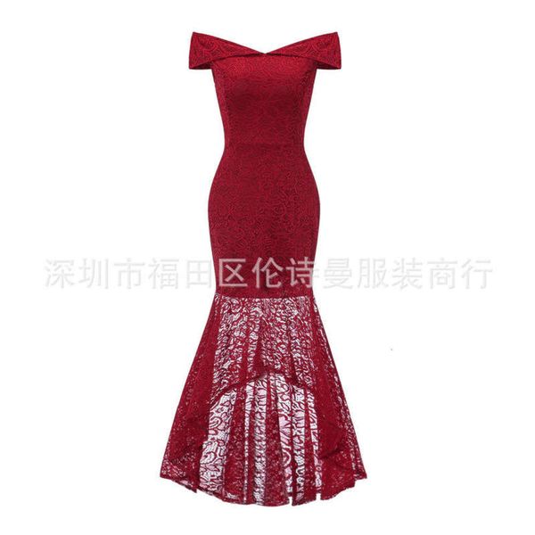 

skirt lace fishtail 2020 with new off shoulder collar, Black;gray