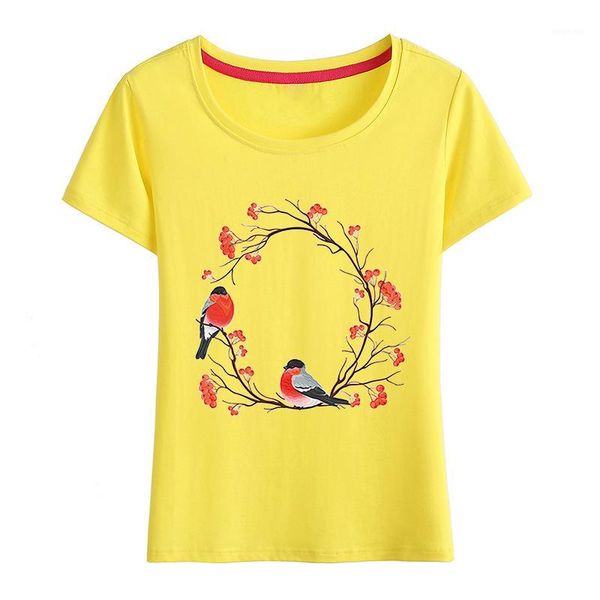 

flowers print women t shirt gray short sleeve summer t-shirt tee white1, White