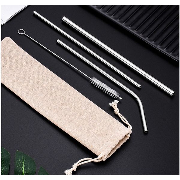 

5pcs 304 stainless steel straw metal straws reusable straw drinking straws set with cleaner brush for mugs eco friendly f wmtama