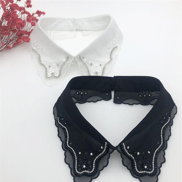 

new women lace fake collar blouse cloud shoulder doll collar detachable shirt collar blouse women clothes acc qyllre, White