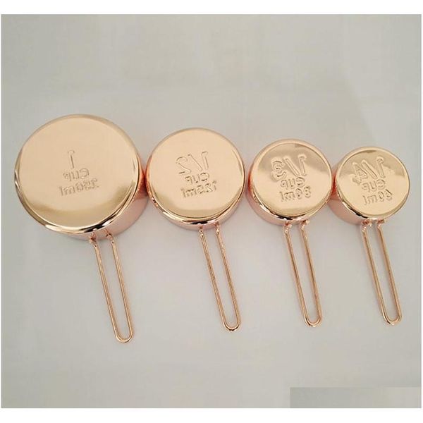 

copper stainless steel measuring cups 4 pieces set kitchen tools making cakes and baking gauges meas jllkor loveshop01