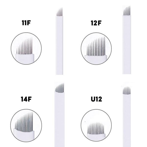 

50pcs microblading tebori blades needles tattoo needles permanent makeup needle 7/9/11/12/14/18/21 manual eyebrow blad qyluat