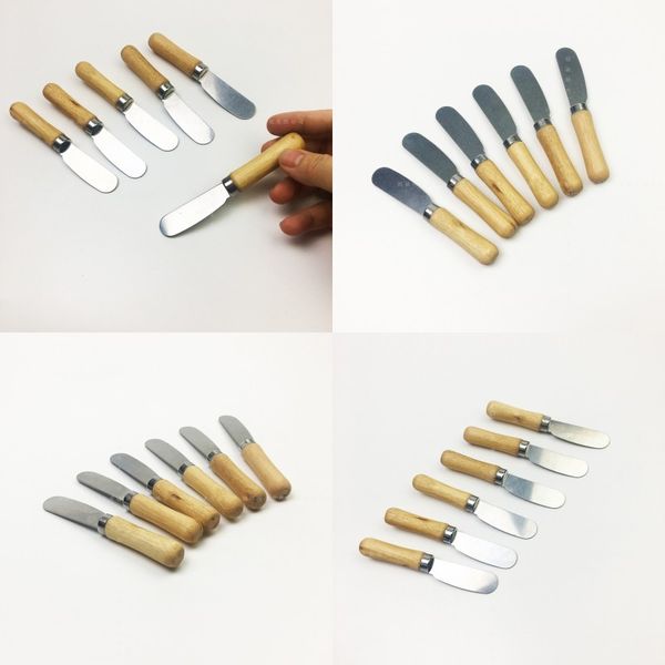 

kitche portable wooden handle butter shovel breakfast tool 10cm butter knife cheese dessert sauce spatula stainless steel spatula tool 84 n2