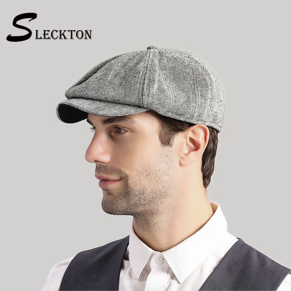 

sleckton острые козырьки хорошие мужские tweed качества беретов cap для мужчин повседневный восьмиклинка моды octagonal hat козырьков casque, Blue;gray