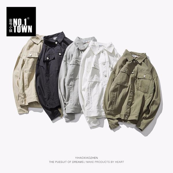 

men's jackets 2021 spring thin jacket solid color wild simple casual coat europe and america retro tide, Black;brown