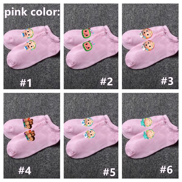 

2021 cocomelon jj adults children casual socks anklet stockings baby watermelon printed junior's candy colors low-cut liners socks g123, Pink;yellow