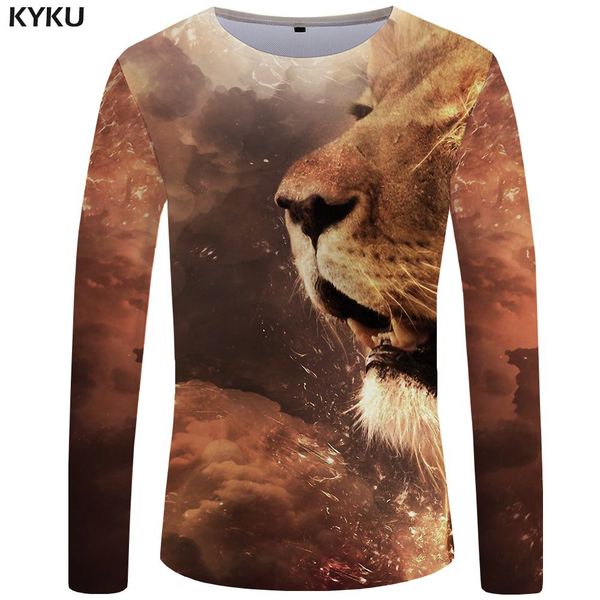

lion long sleeve gray cool animal punk new s-xxxxxl 3d print shirts hentai kawaii kawaii men clothing
