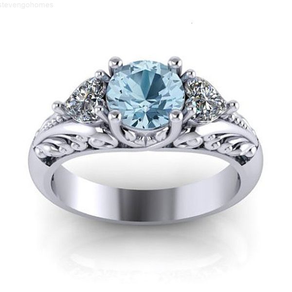 

price quality handmade blue gemstone ring crystal fashion jewelry women lady band rings wedding gift ing, Golden;silver