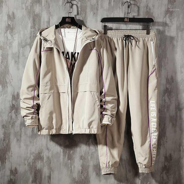 

men sportswear set spring autumn hoodies set mens tracksuit patchwork hip hop sweatshirt+pants male casual two pieces track suit1, Gray