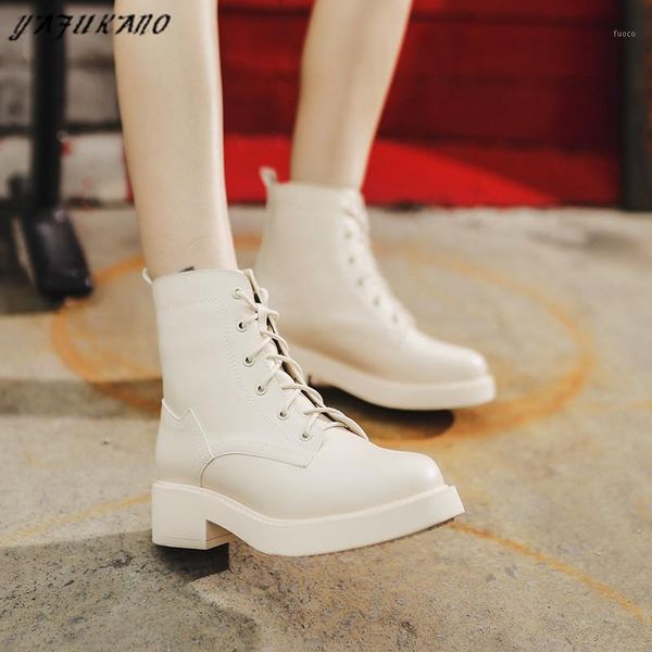 

boots 2021 autumn winter womens ankle fashion chunky heel platform soft leather comfort non-slip short1, Black