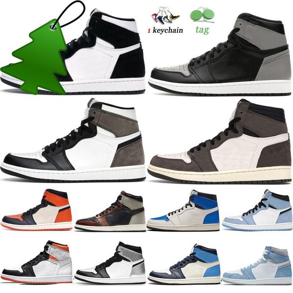 

1 1s men basketball shoes sneakers womens panda hype royal court purple university blue pine green obsidian unc twist bred toe sports women, Black