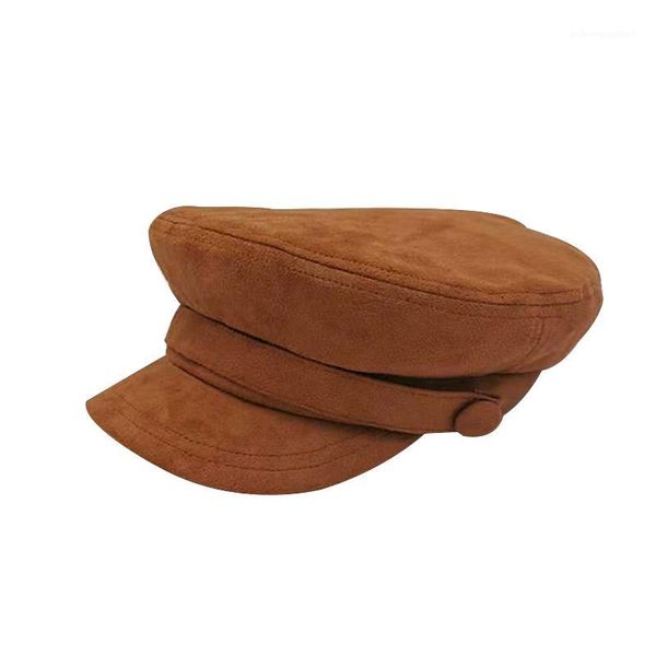 Chapéus sboy cor de camel feminino boné outono inverno estilo britânico acessórios de lazer