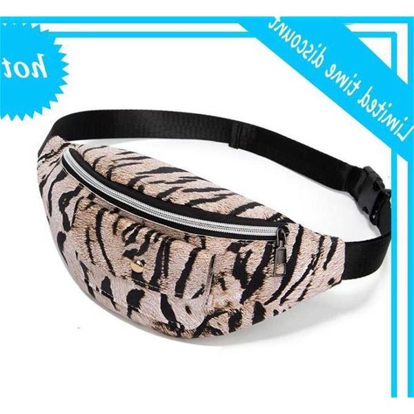 

3pcs waist women pu tiger grain printing pocket zipper cross body bag 4colors