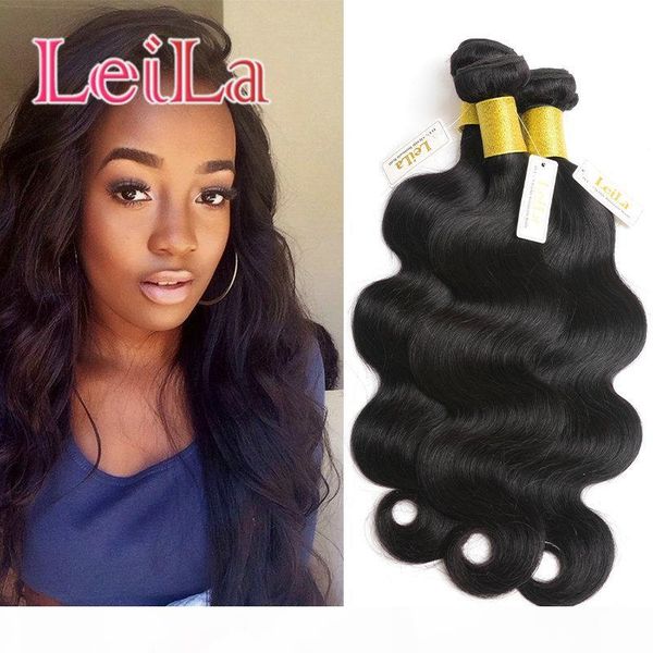 

brazilian malaysian indian peruvian 3 bundles of long inch 30-36inch body wave human hair ture length double wefts bundles, Black