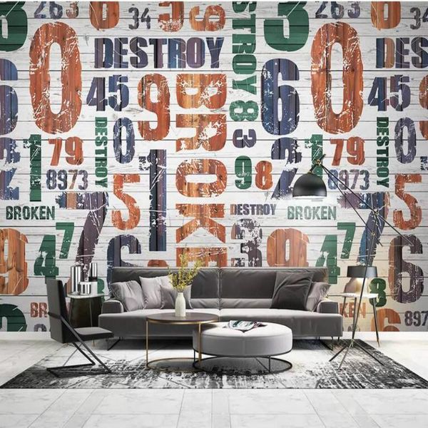 

wallpapers modern wood grain english alphabet3d non-woven wallpaper for walls 3d decorative geometric