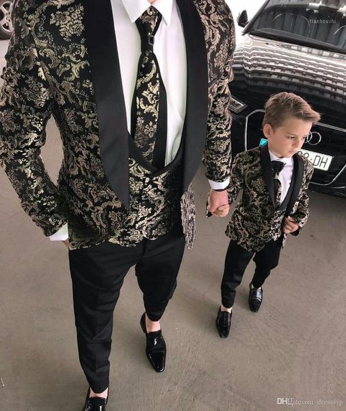 

tpsaade suits 3 pieces groomsmen tuxedos for men peaked lapel formal prom suit (jacket+vest+pants) little mens formal wear1, White;black