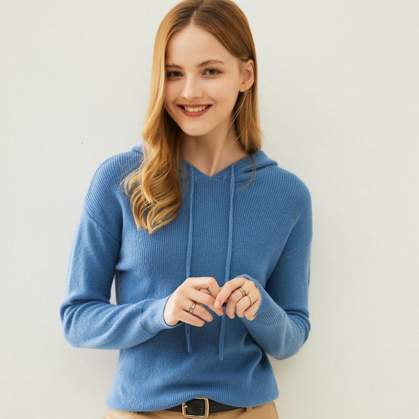 

2021 pullovers hood 100% pure knitted sweater warm new winter wool hat thick ladies'clothes i1ga, White;black