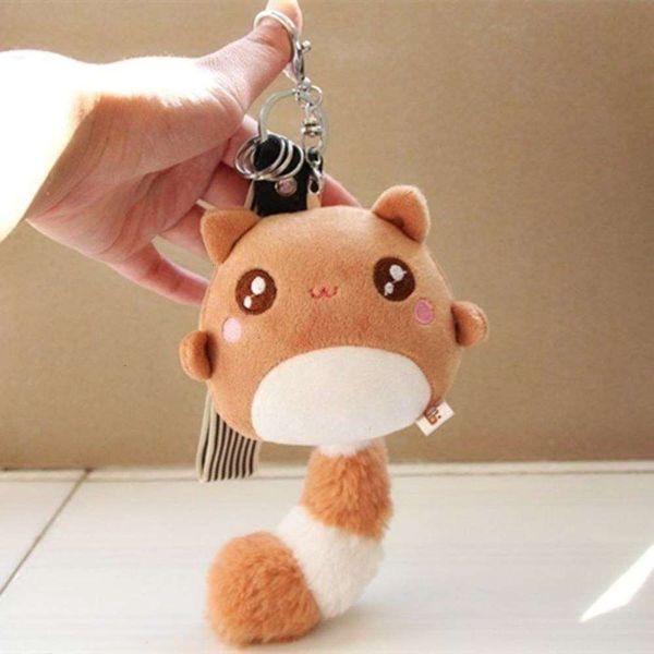 

creative teddy bear plush doll on schoolbag small keychain backpack pendant, Silver