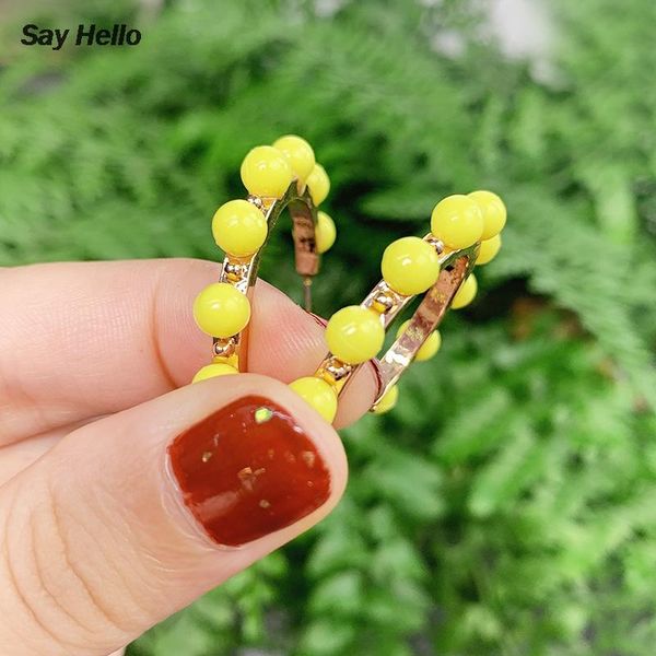 

say hello metal imitation small pearl beads big circle hoop earrings for women round earring boucle d'oreille femme brinco k5673, Golden;silver
