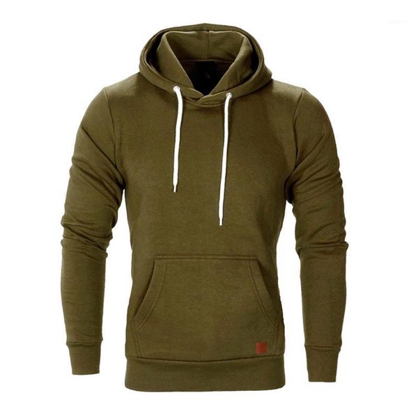 

new autumn winter mens long sleeve solid color pocket drawstring casual sweatshirt brand leisure hoodies slim pullover1, Black