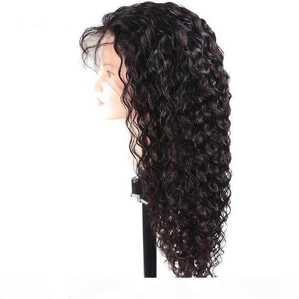 

360 lace frontal wig pre plucked with baby hair brazilian water wave curly 360 lace front human hair wigs for black women, Black;brown
