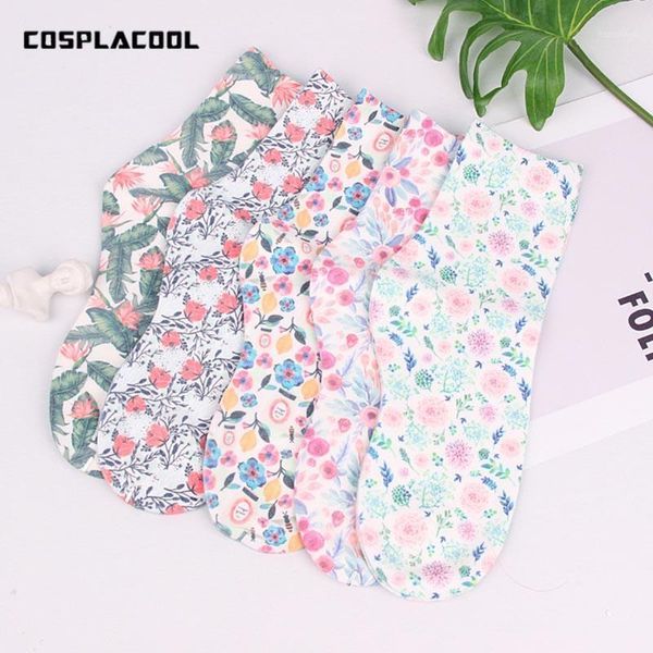 

cosplacool]new meias design spring fall/winter women's socks fashion flowers printing cotton funny socks1, Black;white
